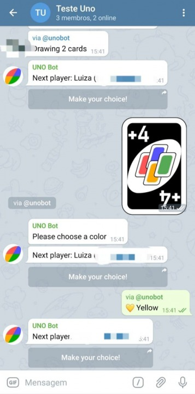 Como jogar Uno no Telegram