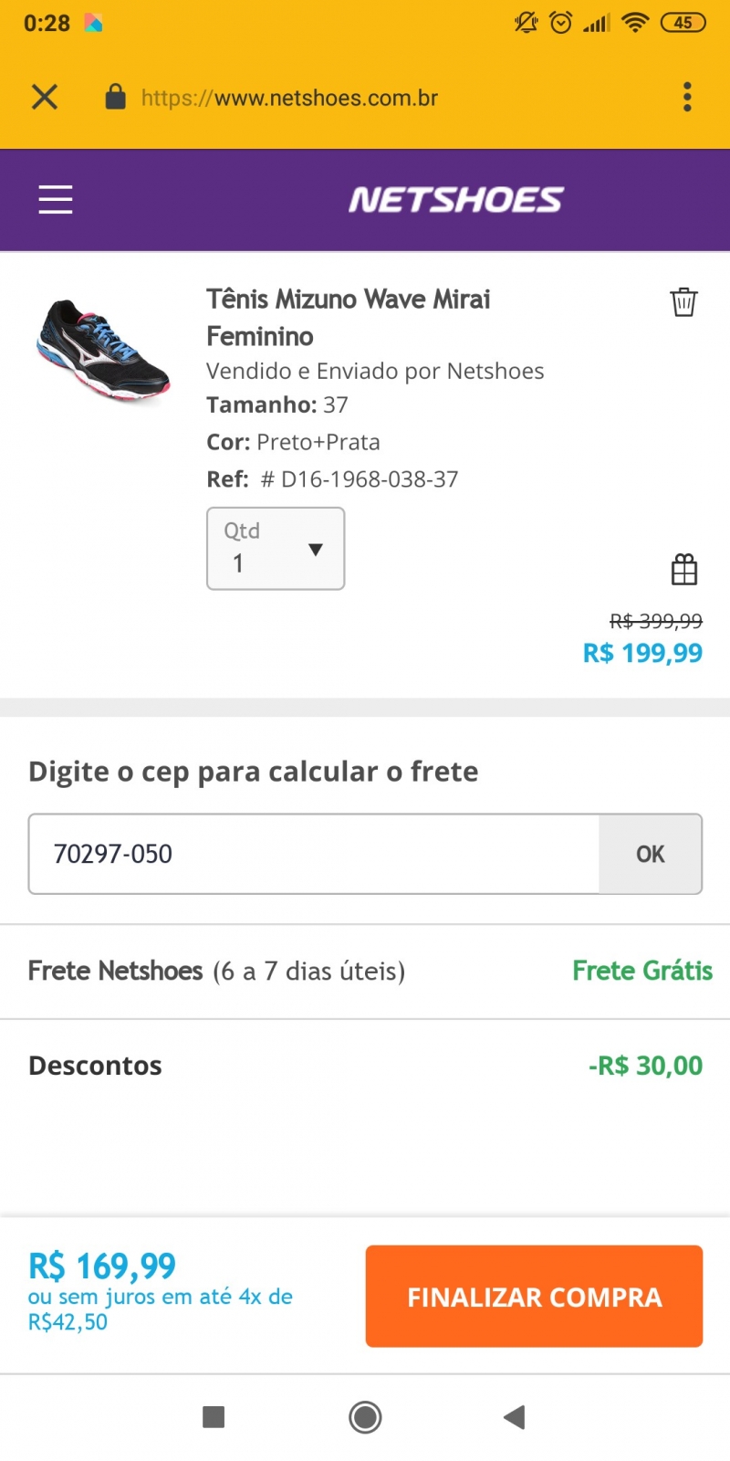 netshoes frete