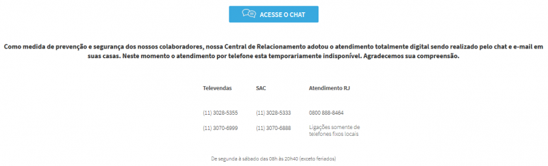 telefone 0800 netshoes